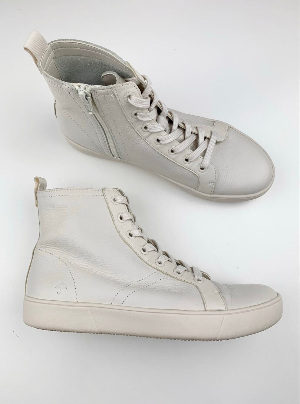 Naturalizer Morrison Hi Sneakers Cream Leather Water Repellent Women's 6.5 Wide